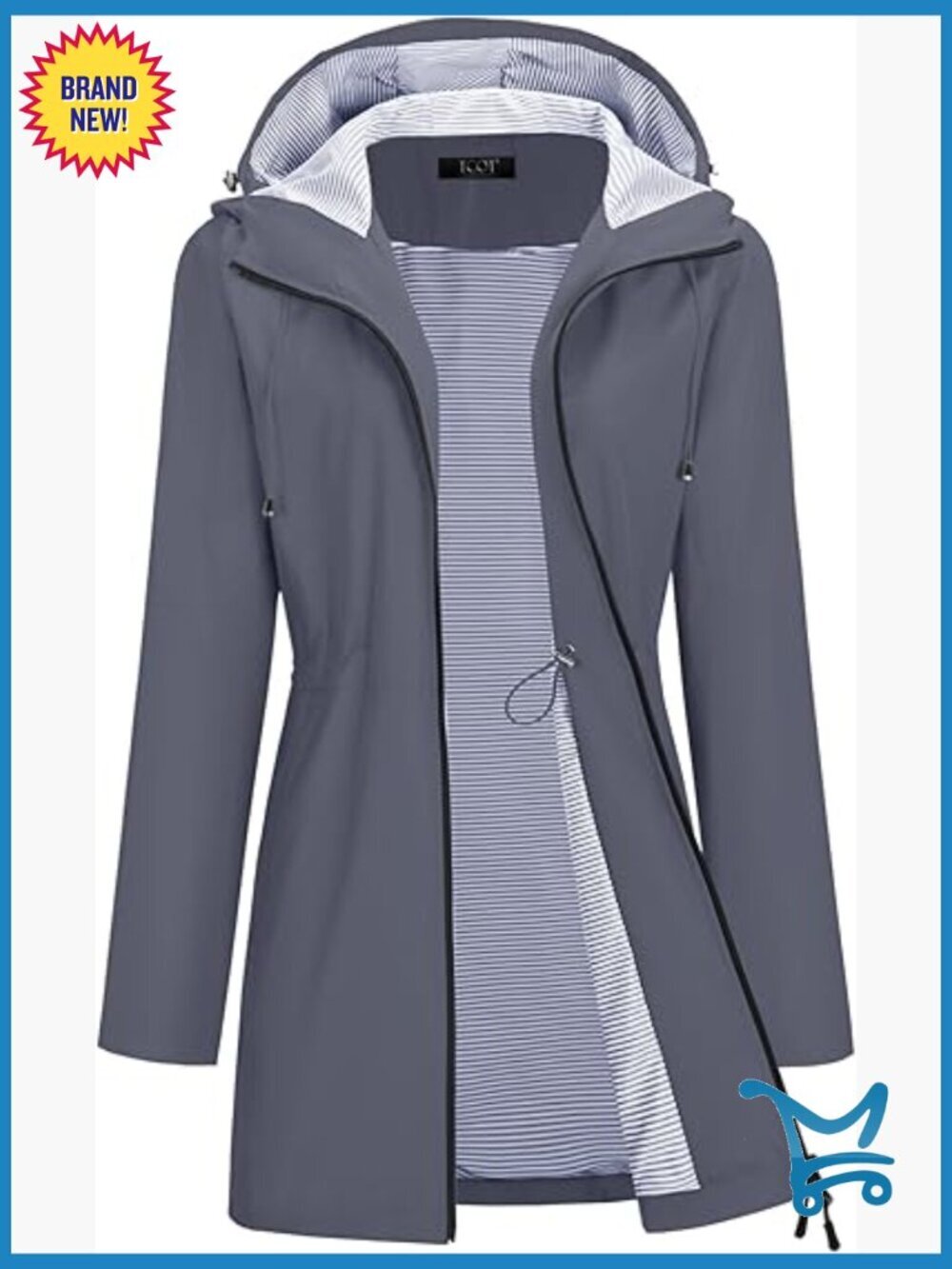 Lined Waterproof Hooded Long Trench Raincoat